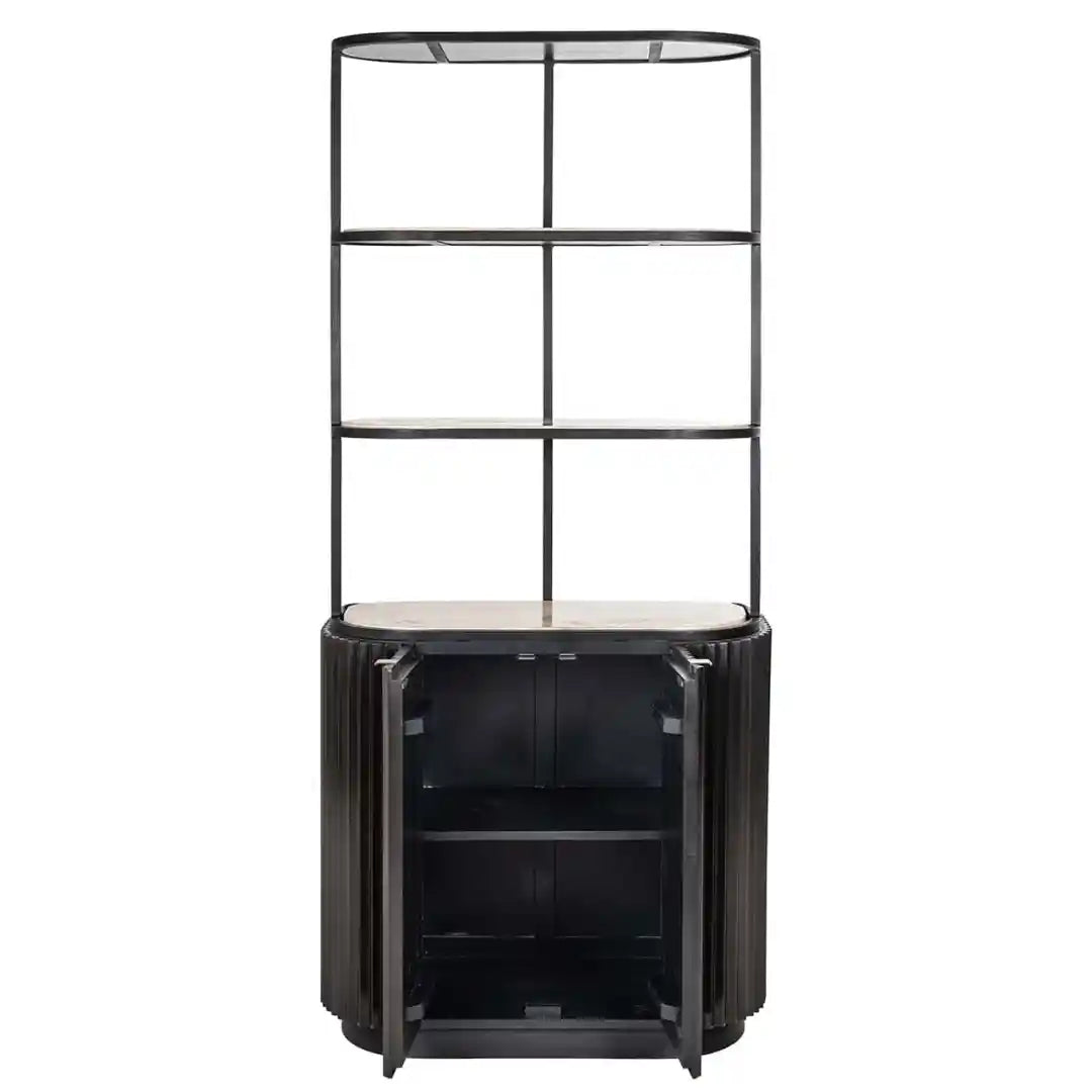 Regal HAMPTON schwarz mit Travertinplatte
