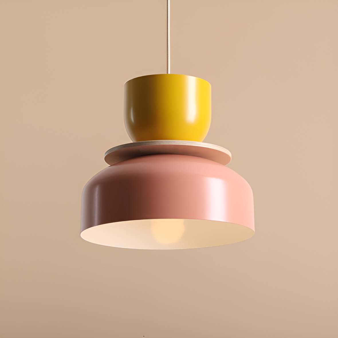 Hanging lamp uto yellow with coral