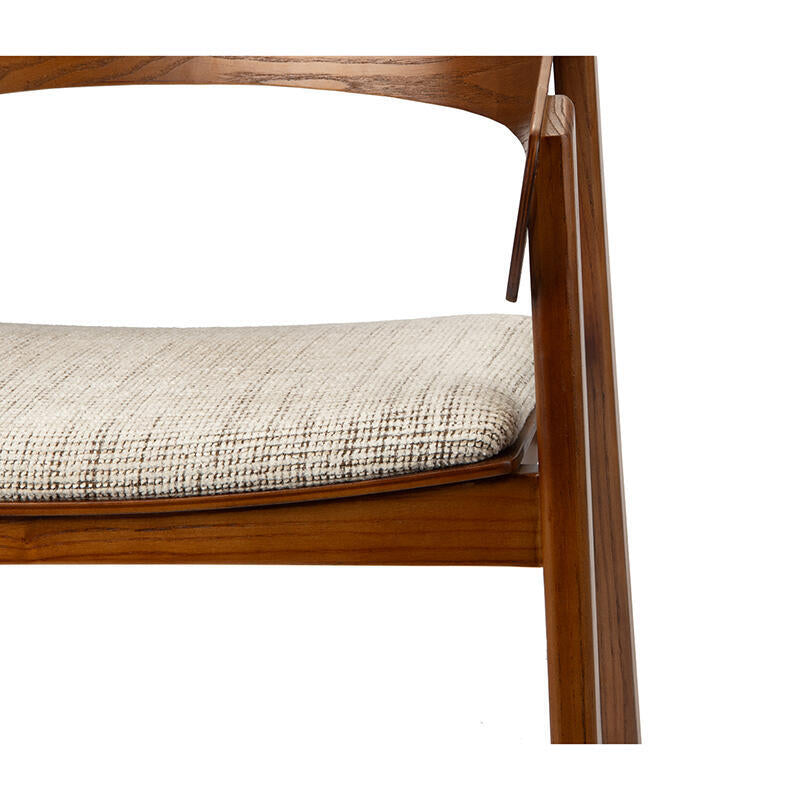 EDO Armchair in Beige with Dark Wooden Base