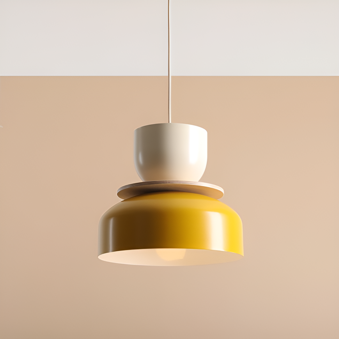 Hanging lamp for cream with yellow