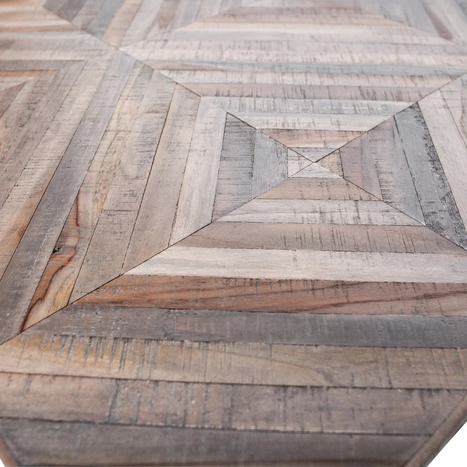 Rhombischer Tisch, Teenholzholz mit einer schwarzen Metallbasis
