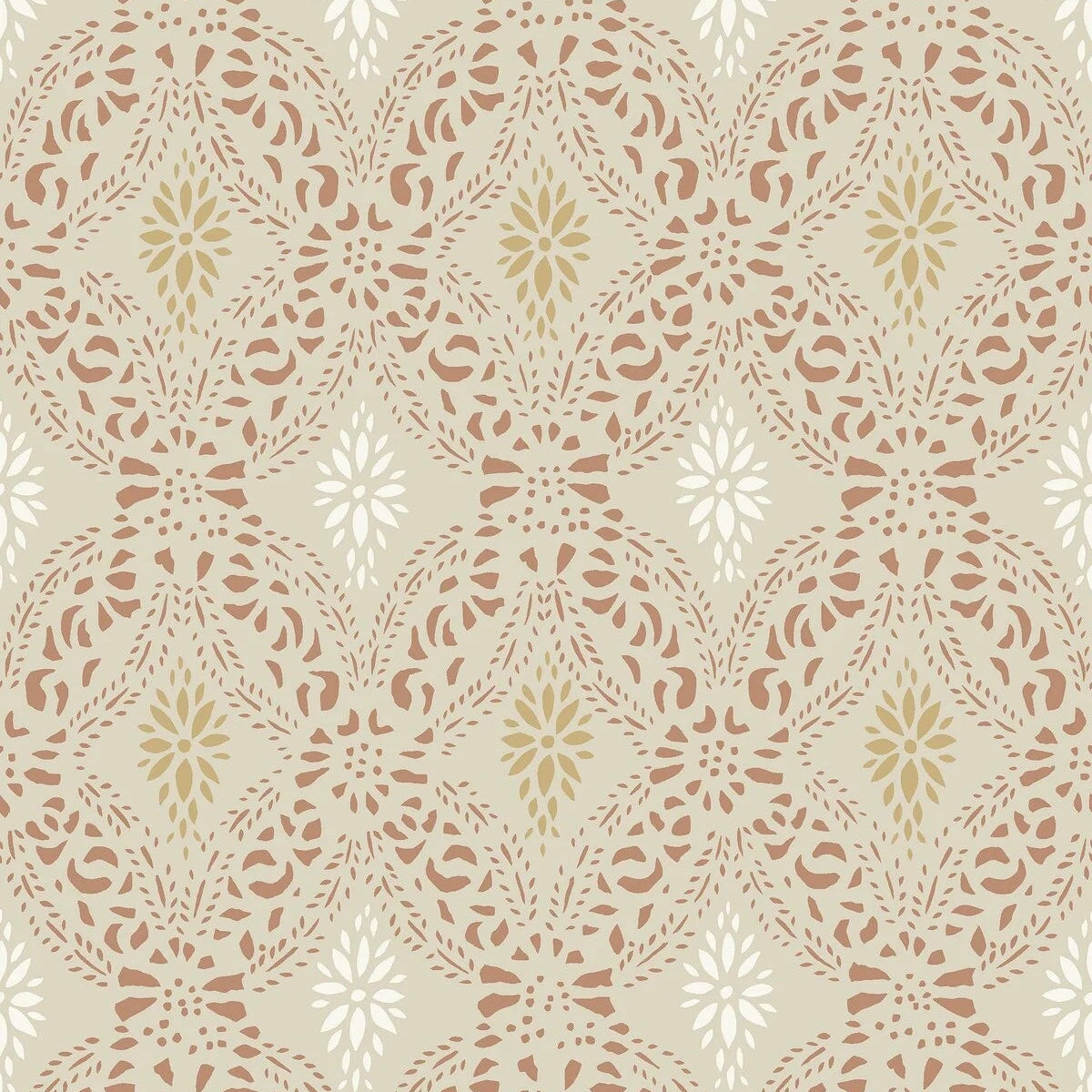 Vlies-Tapete mit geometrischem Muster KVARNHOLMEN beige mit Terrakotta