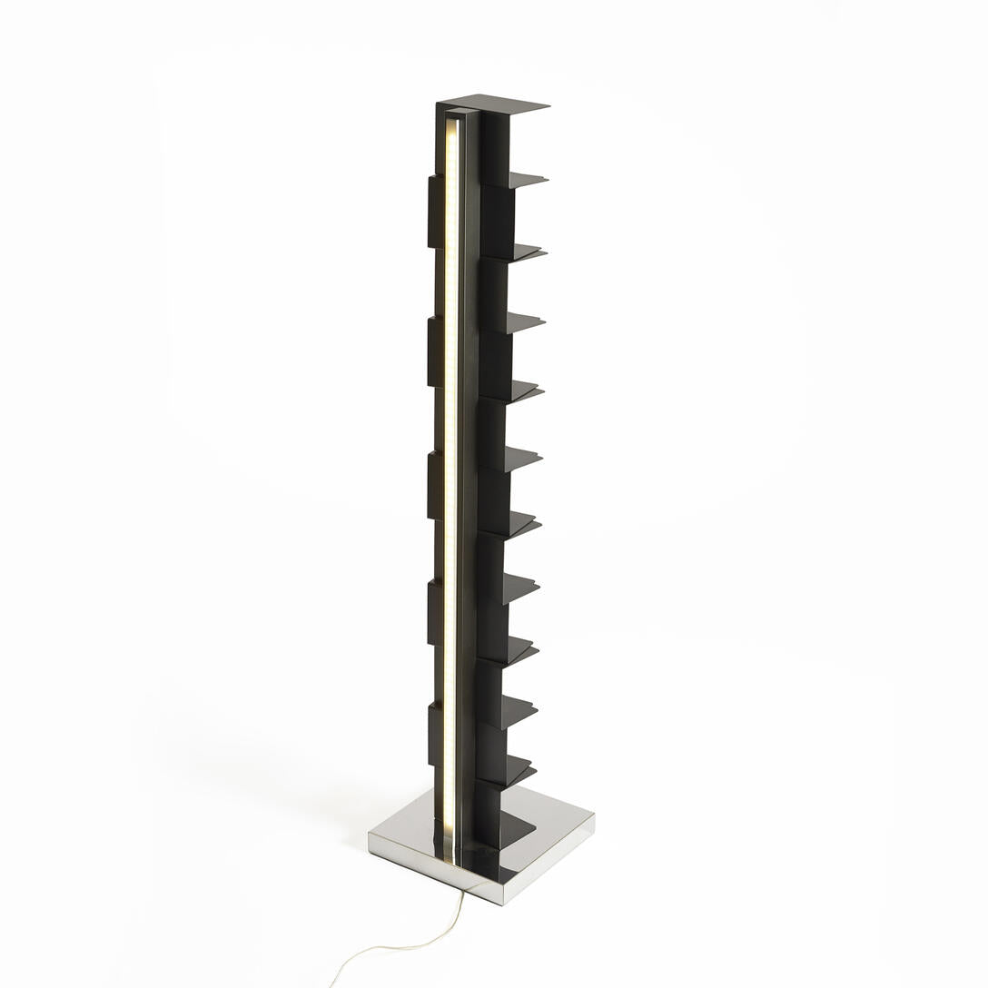 Beleuchteter Regal PTOLOMEO LUCE schwarz mit Stahlbasis