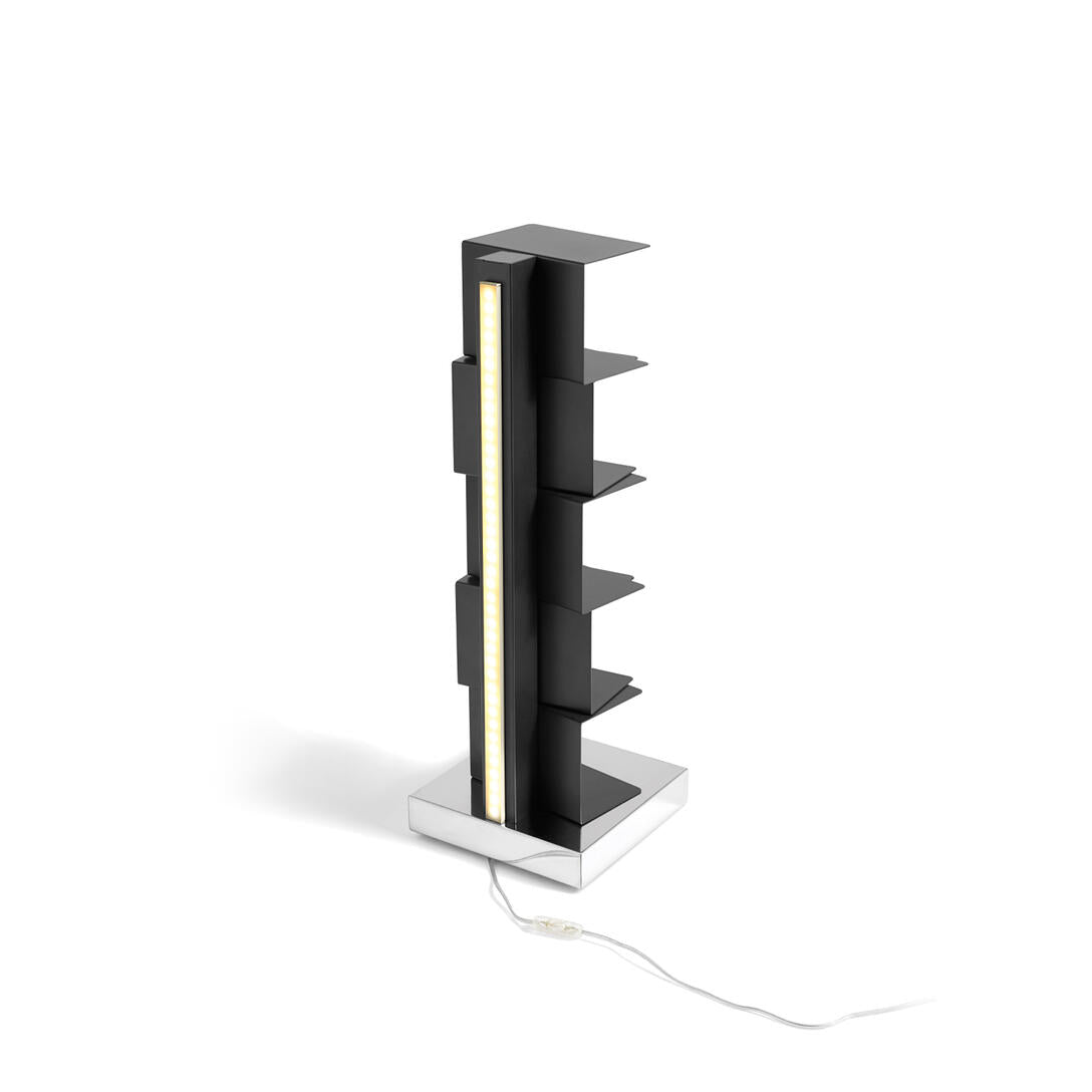 Beleuchteter Regal PTOLOMEO LUCE schwarz mit Stahlbasis