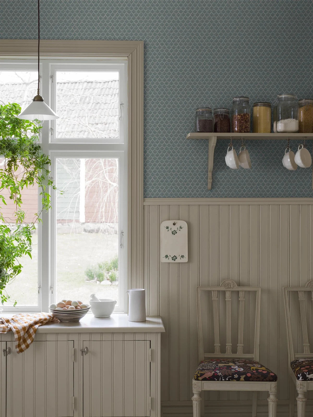 Vlies-Tapete mit geometrischem Muster SVEA blau