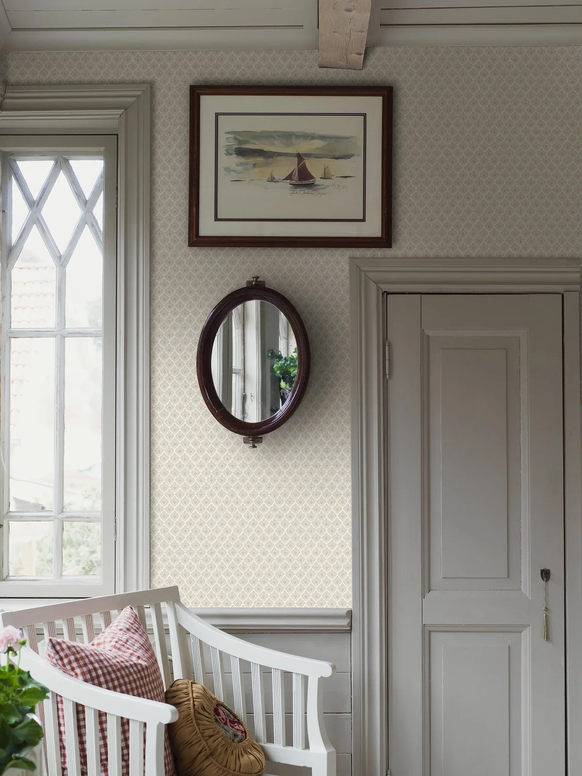 Vlies-Tapete mit geometrischem Muster SVEA beige