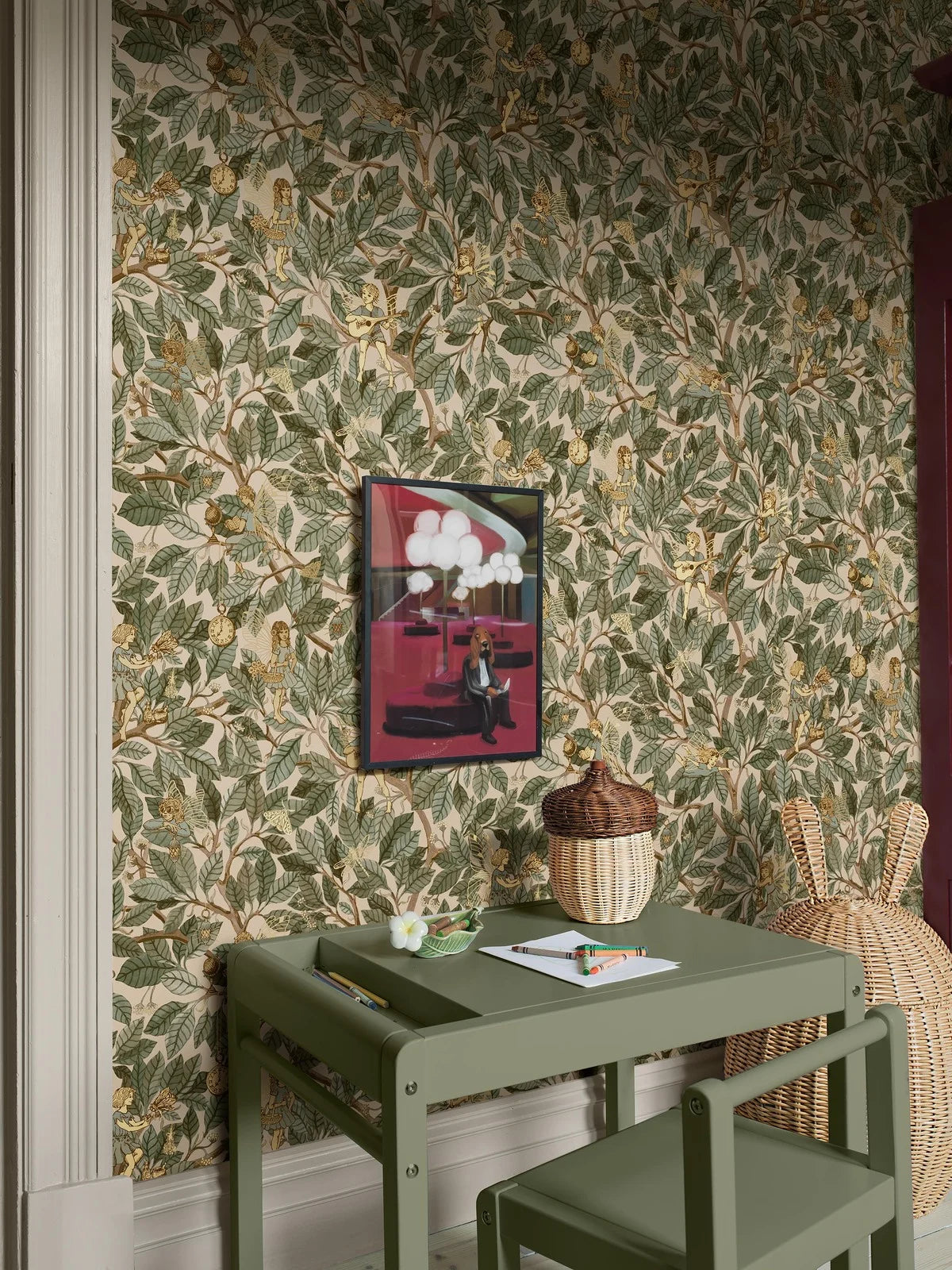 Kinder-Tapete mit Märchenmotiv von Feen FAIRIES grün