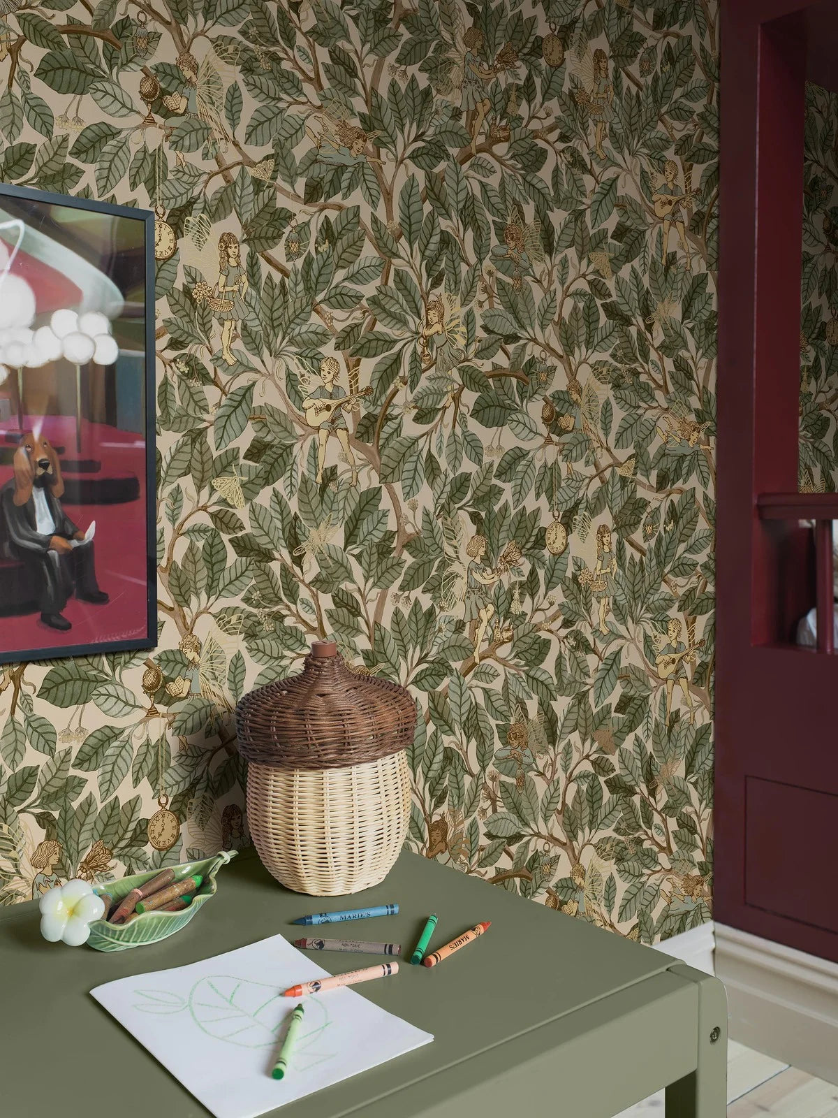 Kinder-Tapete mit Märchenmotiv von Feen FAIRIES grün