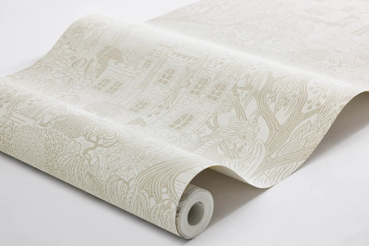 Kinder-Tapete mit dem Märchenmotiv KÖNIGREICH DER WEIDEN beige