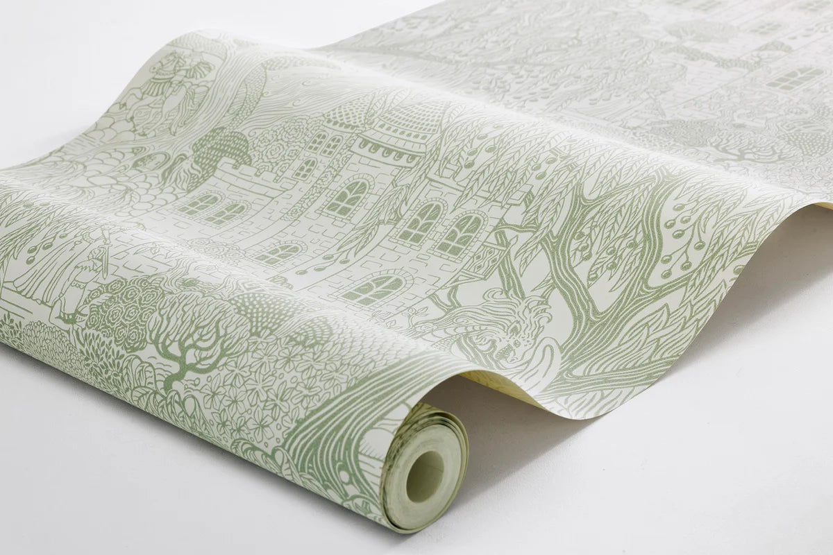 Tapete für Kinder mit dem Märchenmotiv KÖNIGREICH DER WEIDEN grün