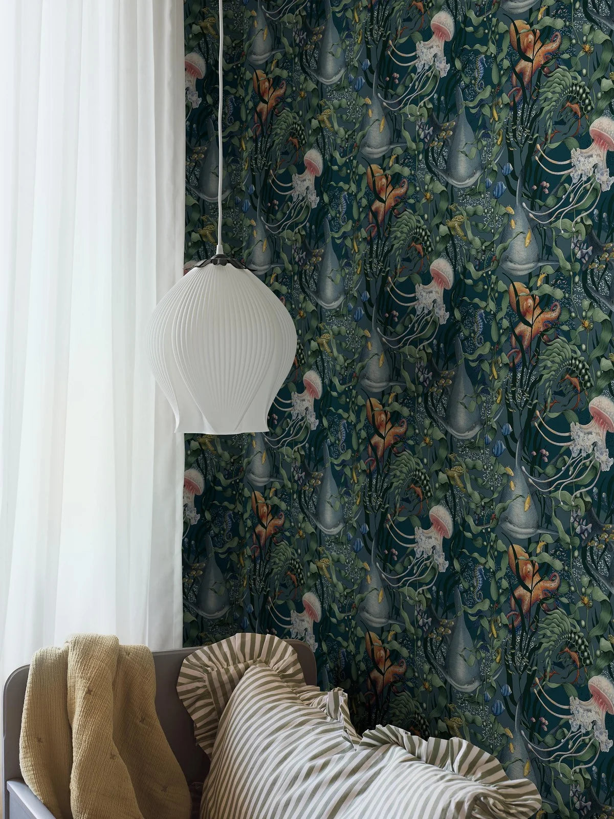 Kinder-Tapete mit Meereslebewesen-Motiv UNDERWATER MAGIC dunkelblau