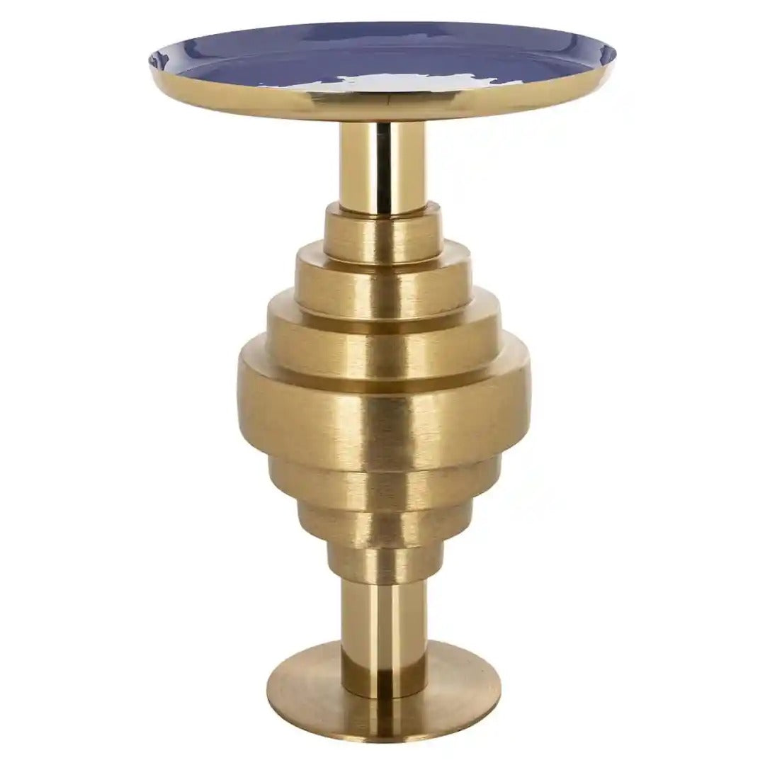 Beistelltisch RENAO blauer Tischplatte mit Gold