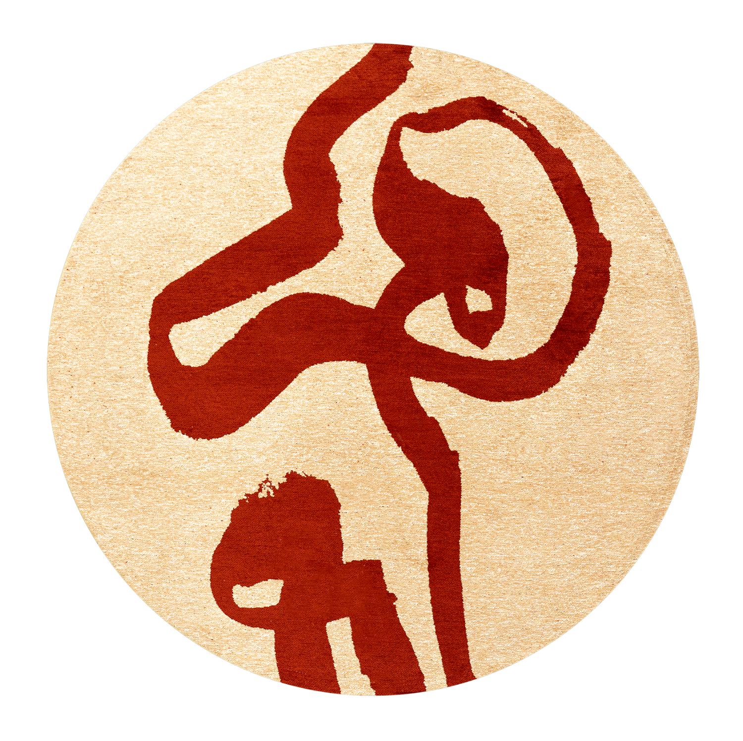 Runder Teppich RIBBON beige mit Rot