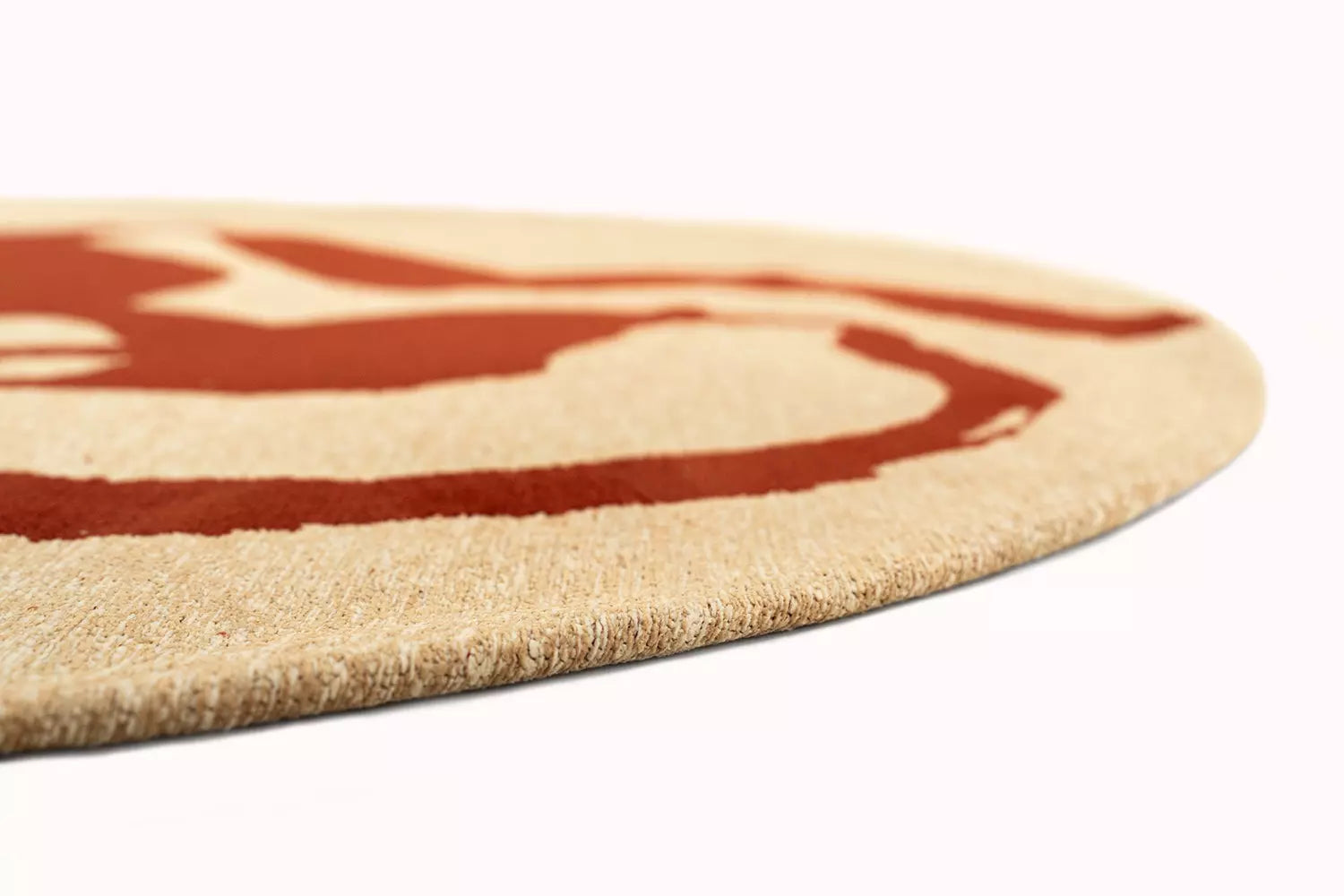 Runder Teppich RIBBON beige mit Rot