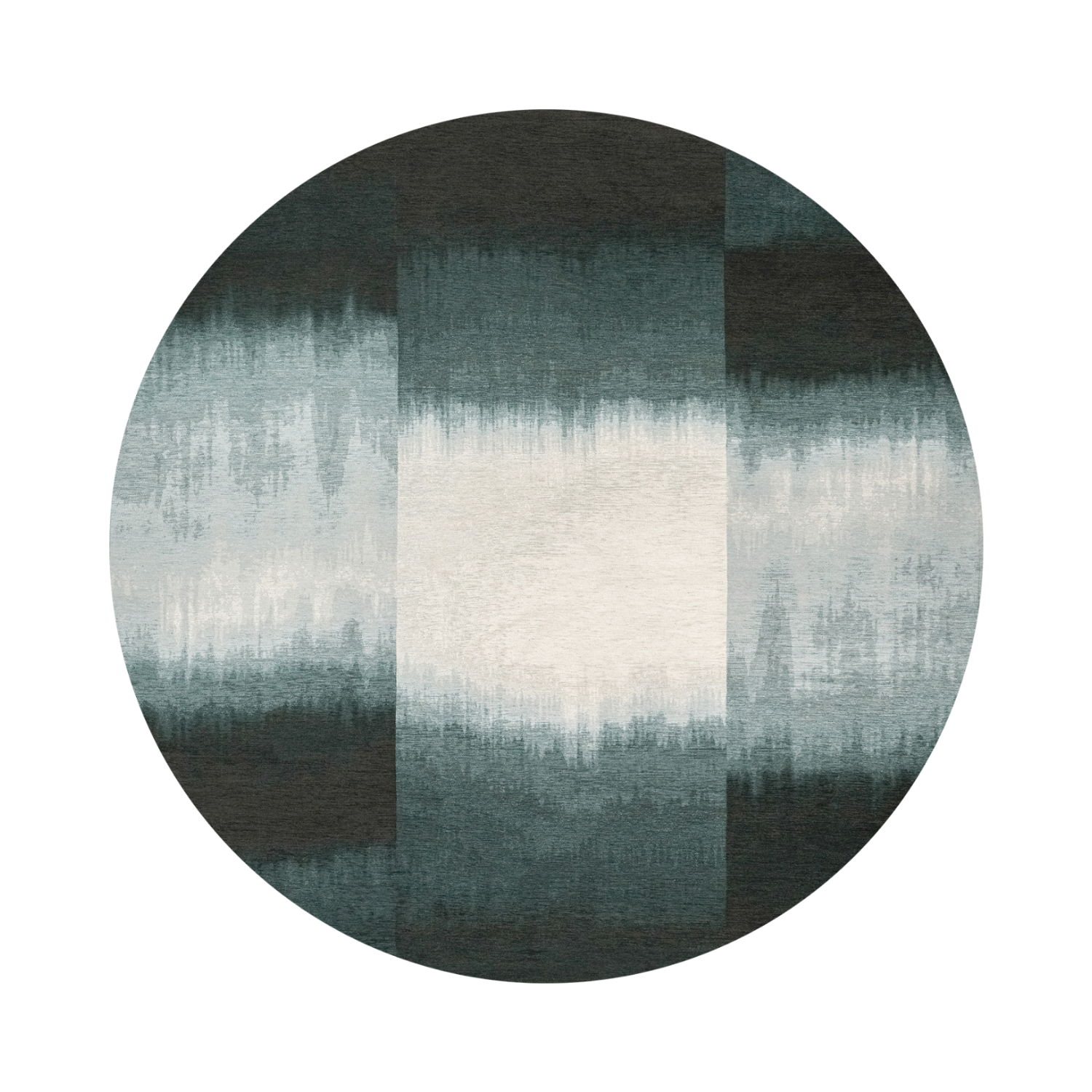 Round rug SENDAI blue with white