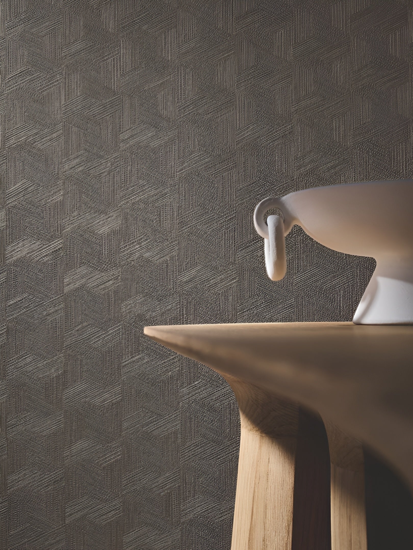 Geometric Structural Wallpaper Inspired by Banana Leaves LINDU - OPALINE Light Green