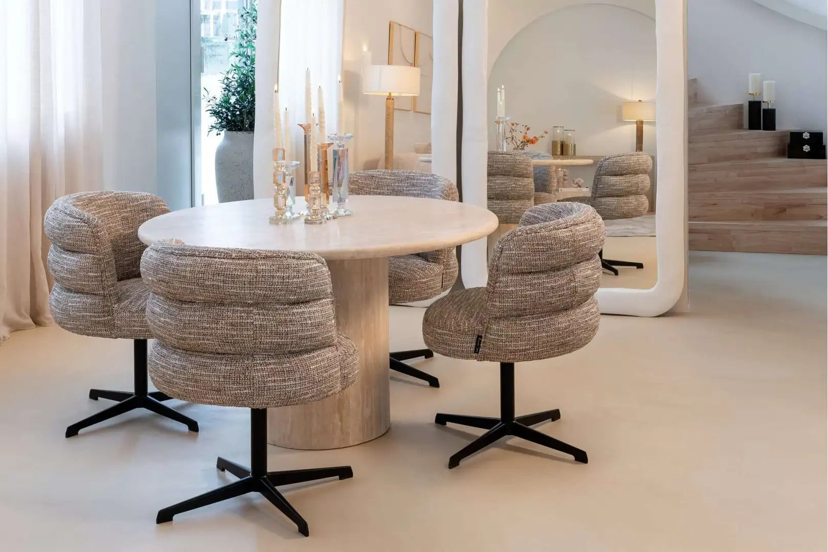 Runder Tisch RENAISSANCE beige Travertin