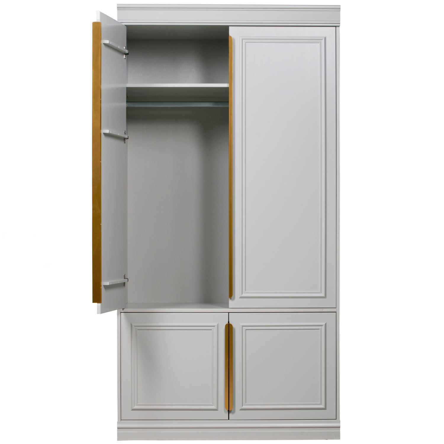 A light gray organizer with ancient gold