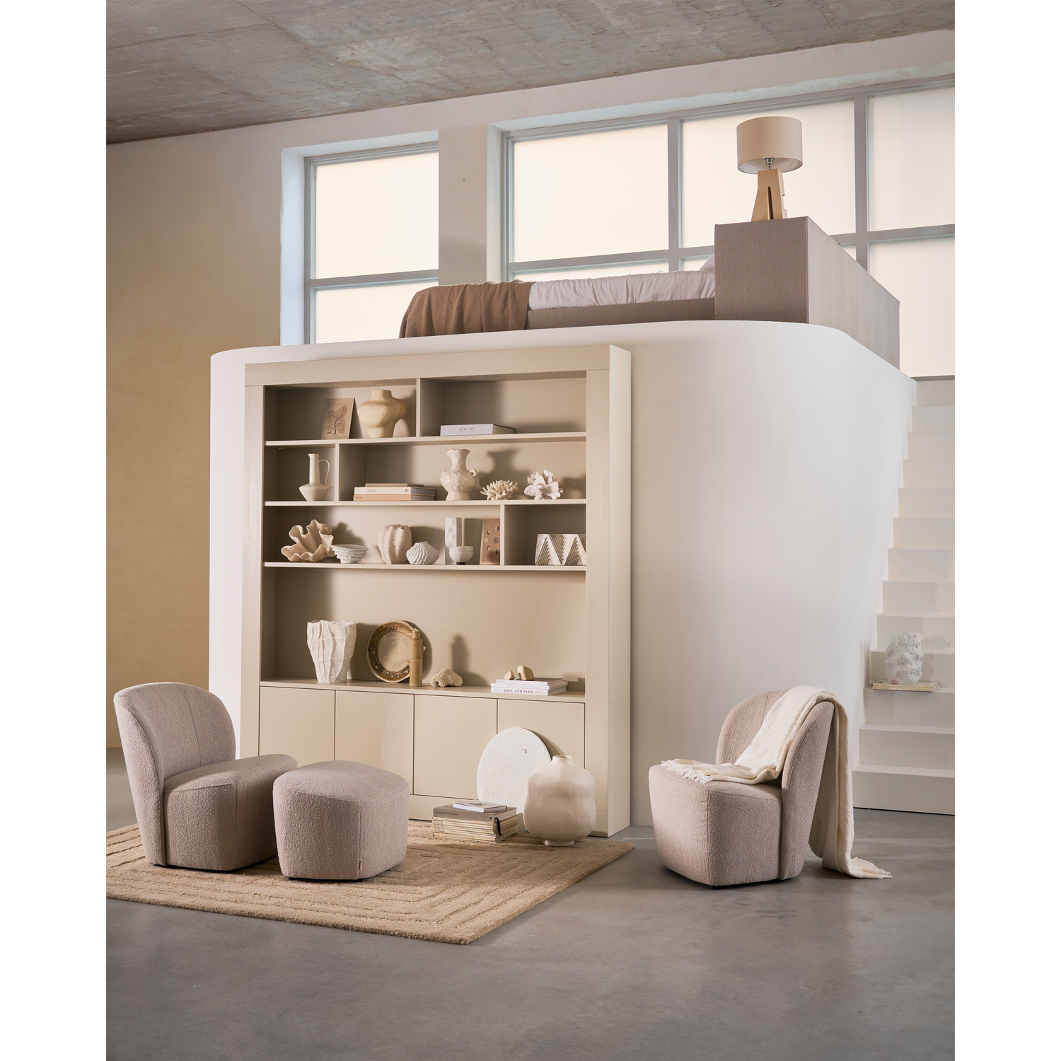 LOFTY Armchair in Beige Bouclé