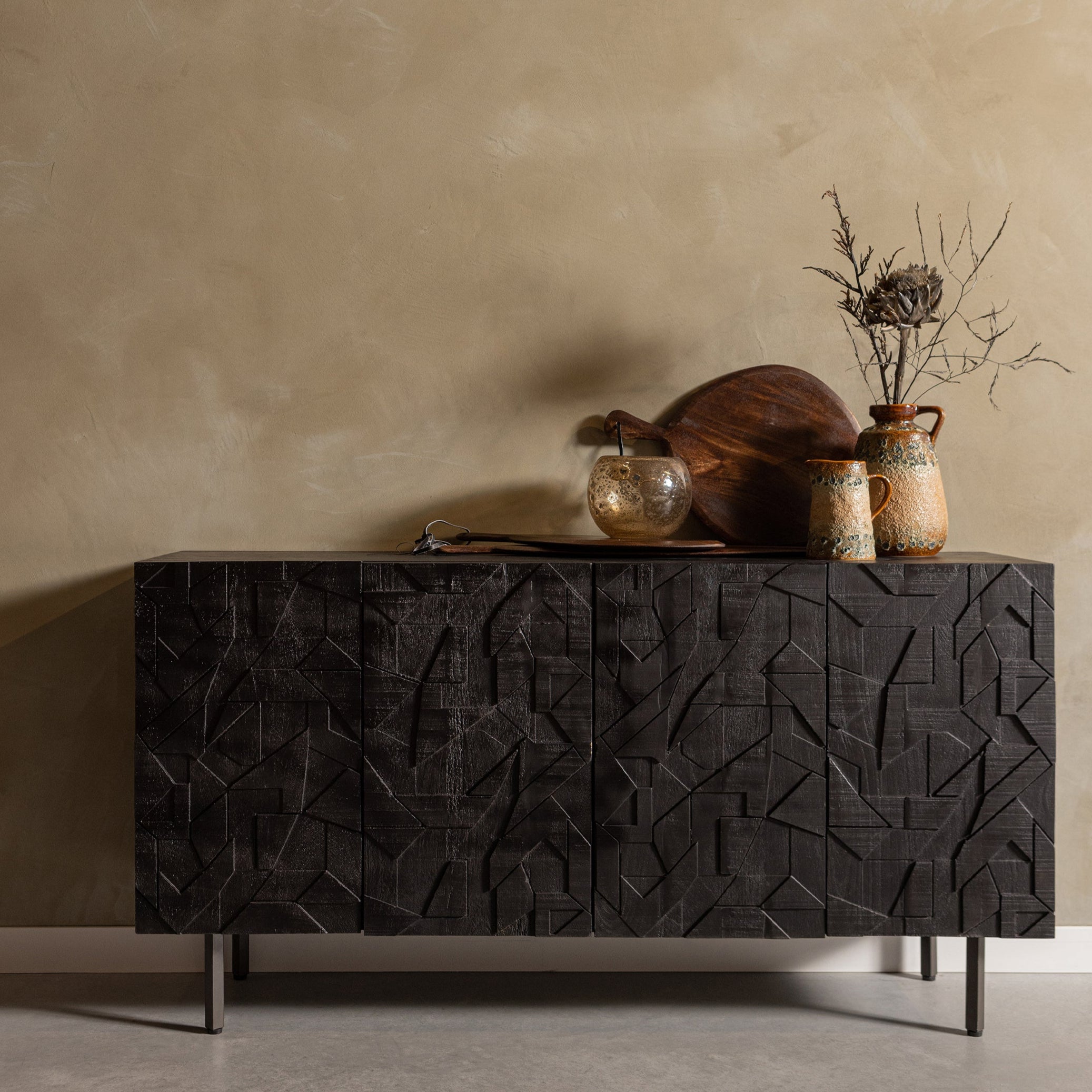 Count chest of drawers black mango wood