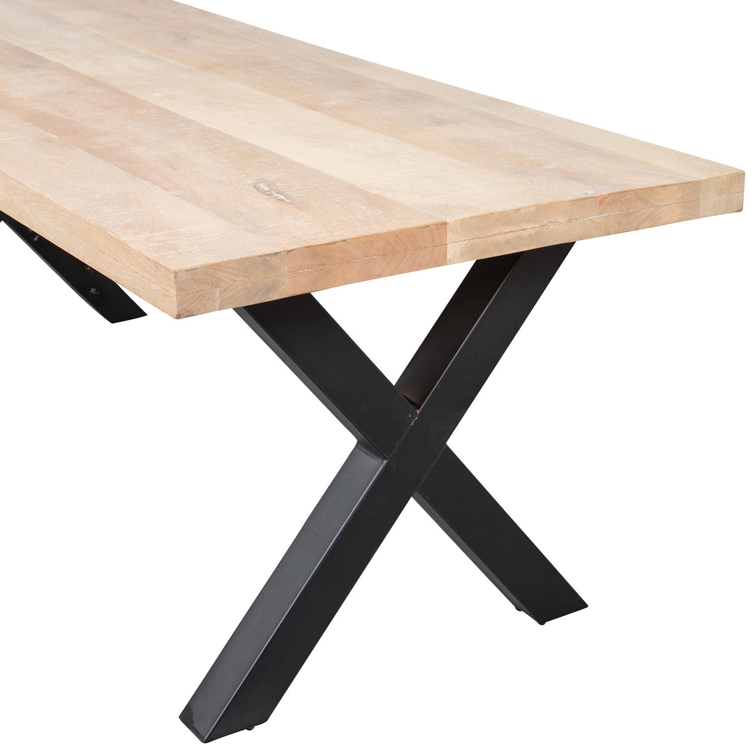 Rechteckiger Tisch TABLO aus Mangoholz mit X-förmigem Gestell