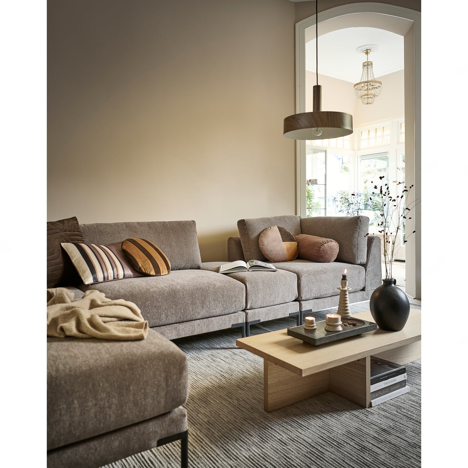 Right-facing chaise longue COUPLE taupe