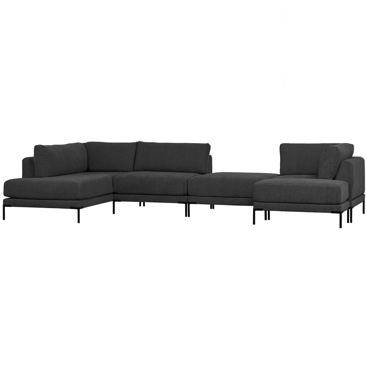 Right-facing chaise longue COUPLE in anthracite