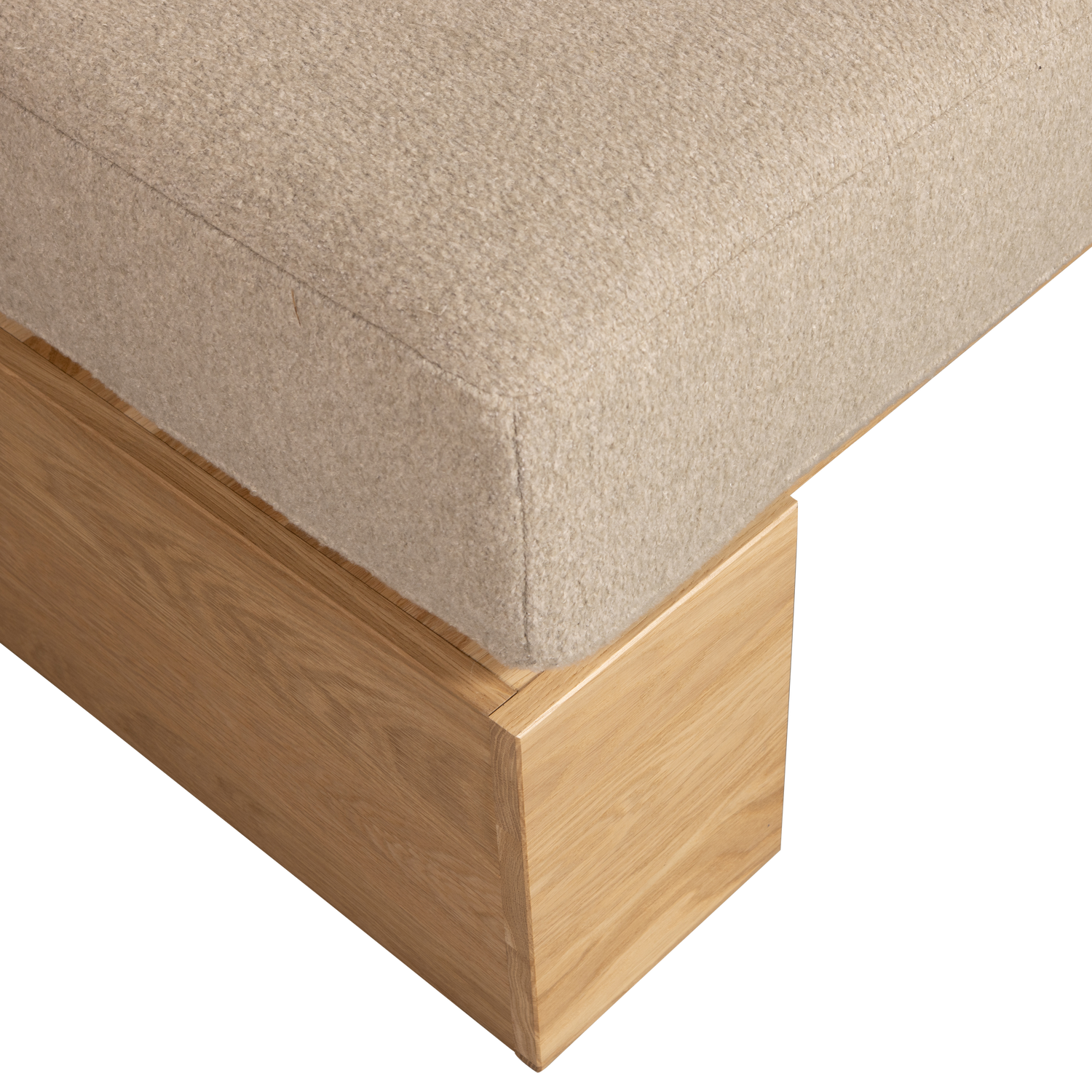EAT UP Bench in Beige Bouclé with Oak Base