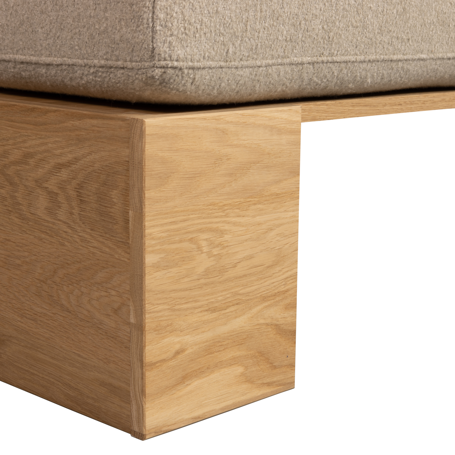 EAT UP Bench in Beige Bouclé with Oak Base