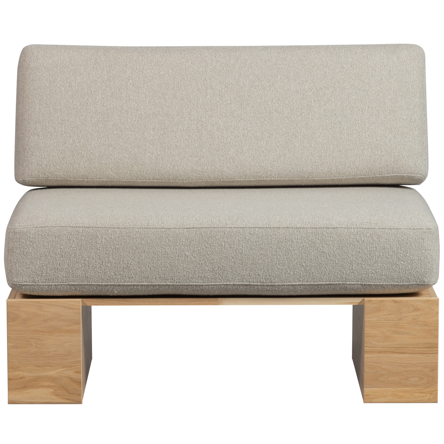 EAT UP Bench in Beige Bouclé with Oak Base