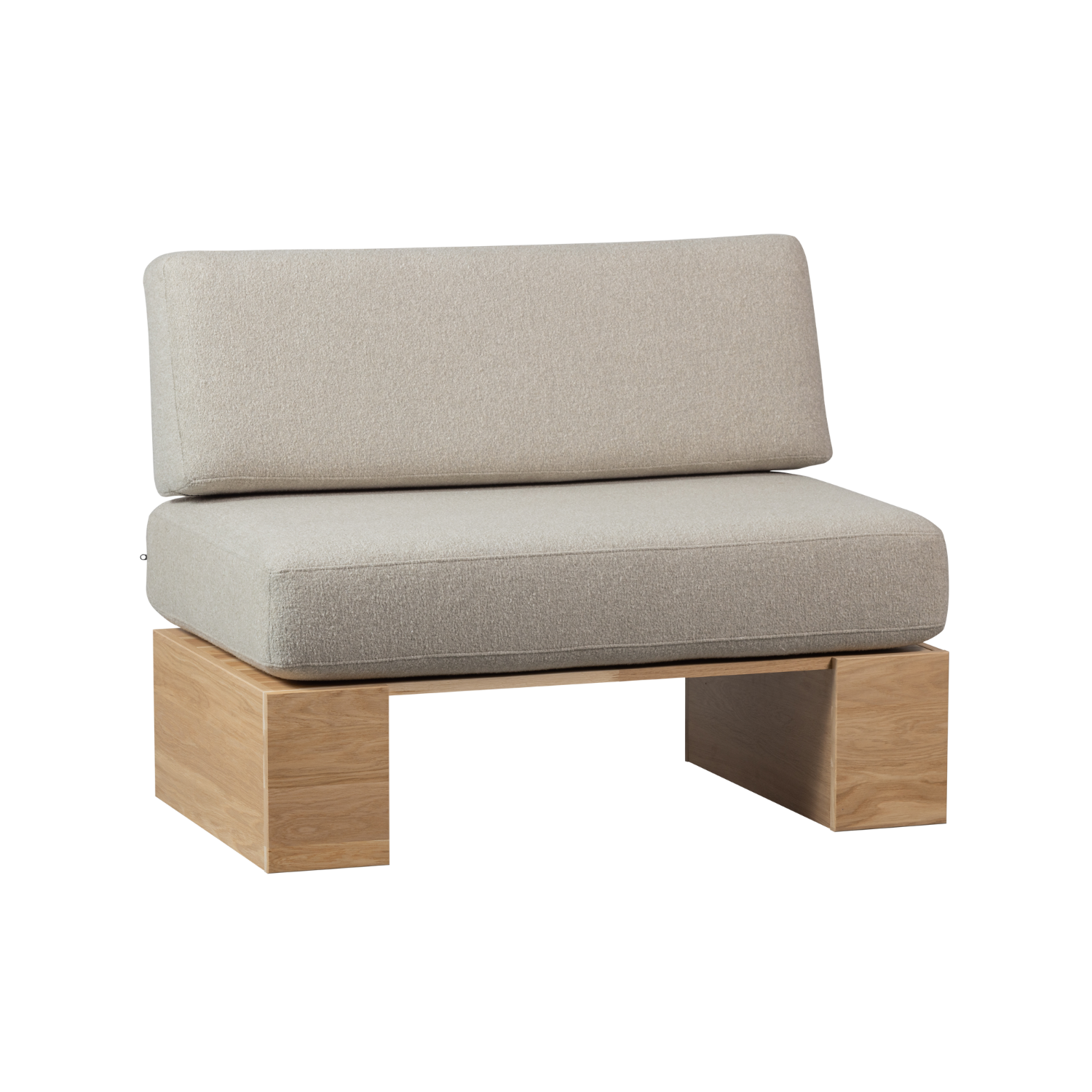 EAT UP Bench in Beige Bouclé with Oak Base