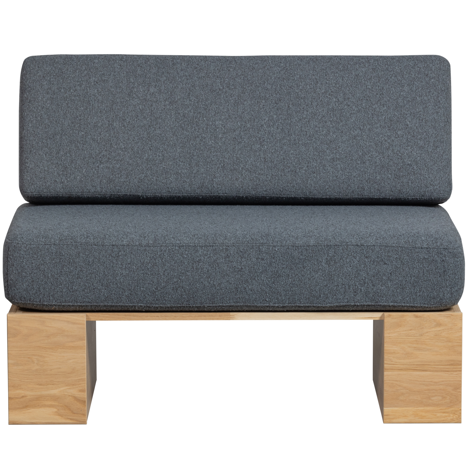 EAT UP Bench in Denim Boucle with Oak Base