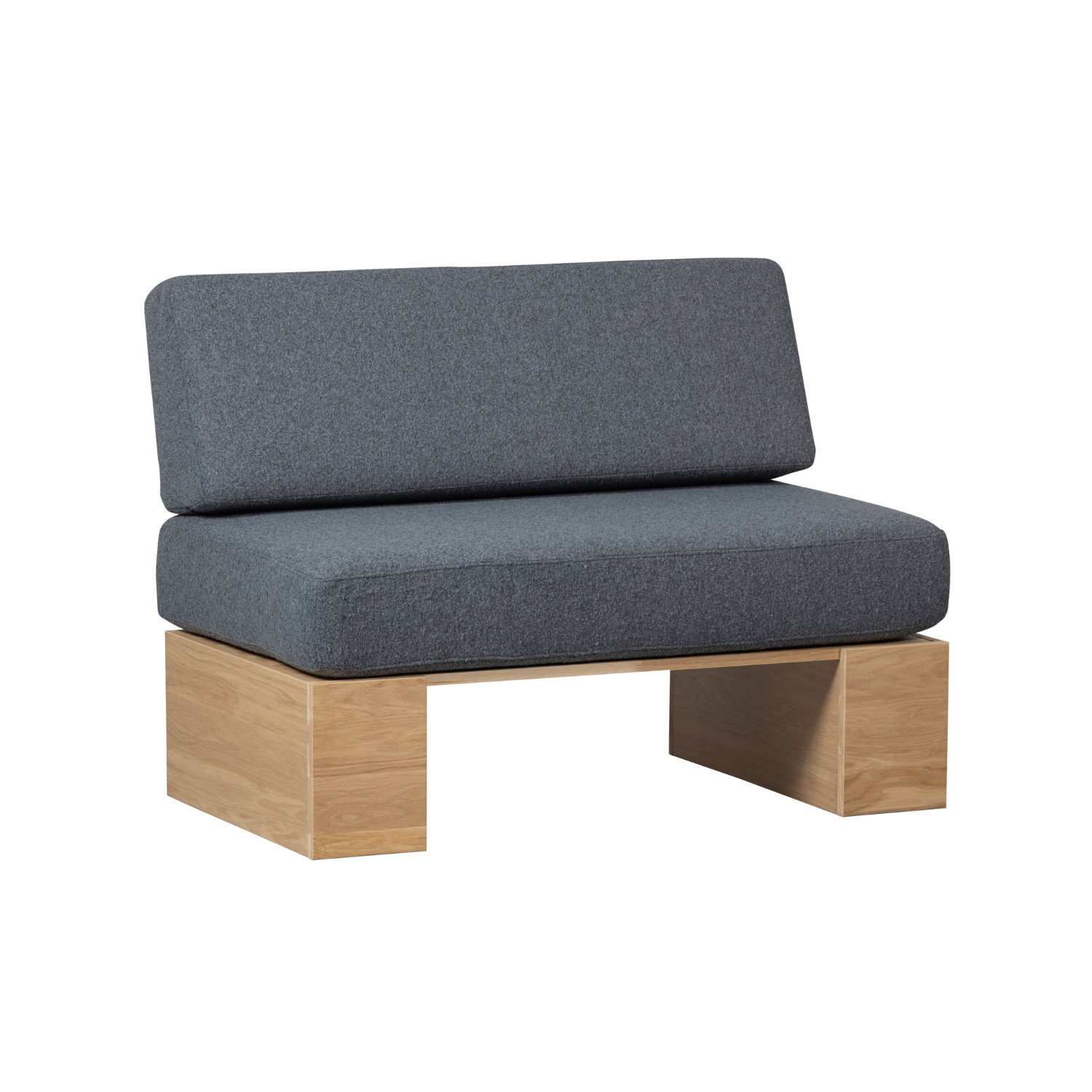 EAT UP Bench in Denim Boucle with Oak Base