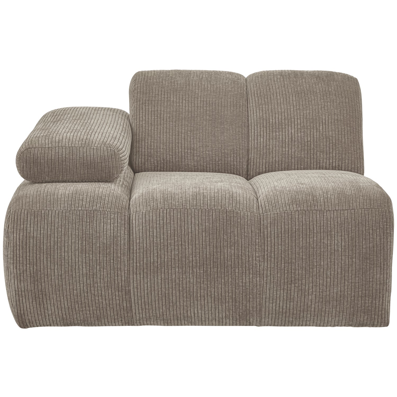 Modulares Sofa MOJO - linkes Element in dunkel sandfarbenem Cord