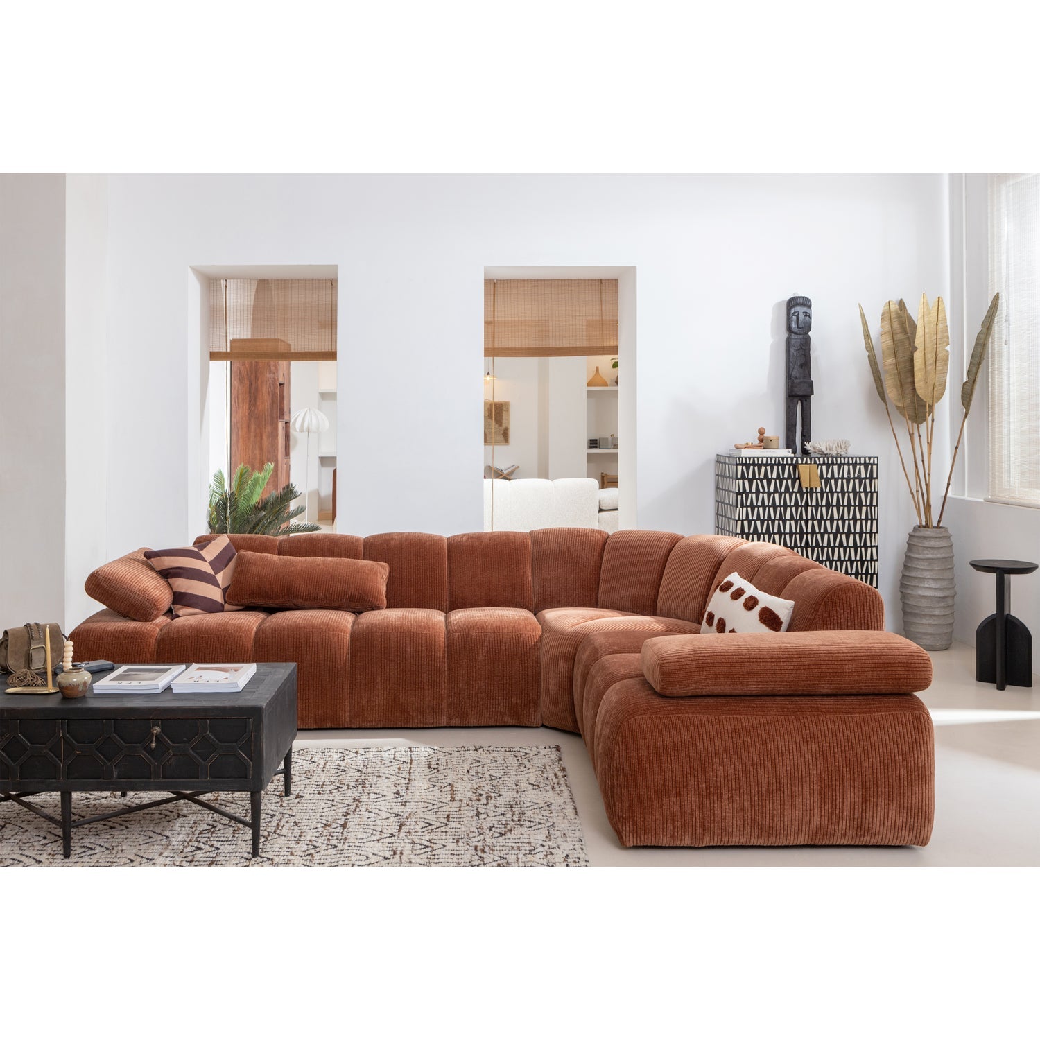 Modulares Sofa MOJO - rechte Element in sandfarbenem Schafsfell