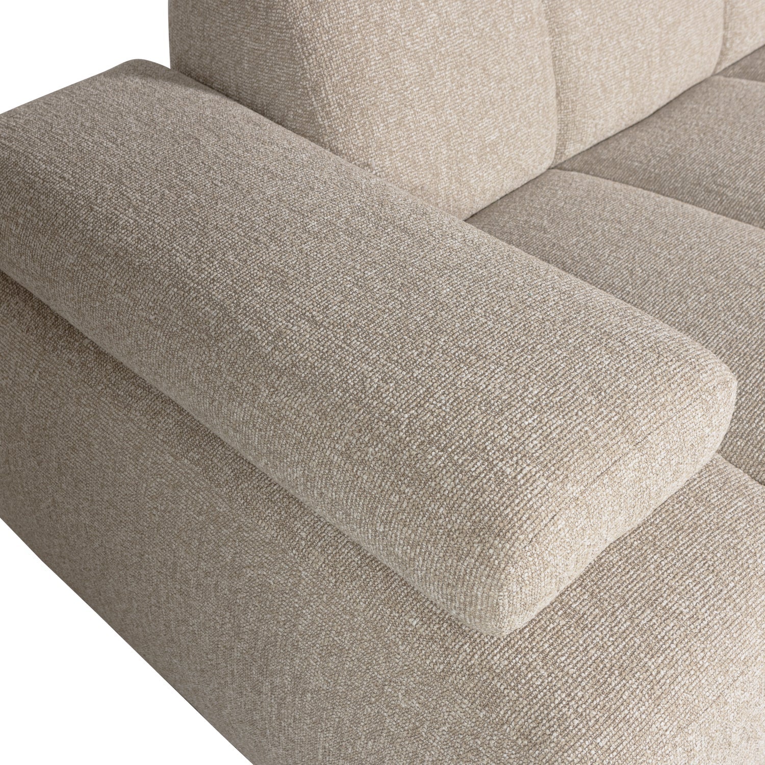 Modulares Sofa MOJO - 1,5-sitziges Element linksseitig in beigem Mélange Bouclé