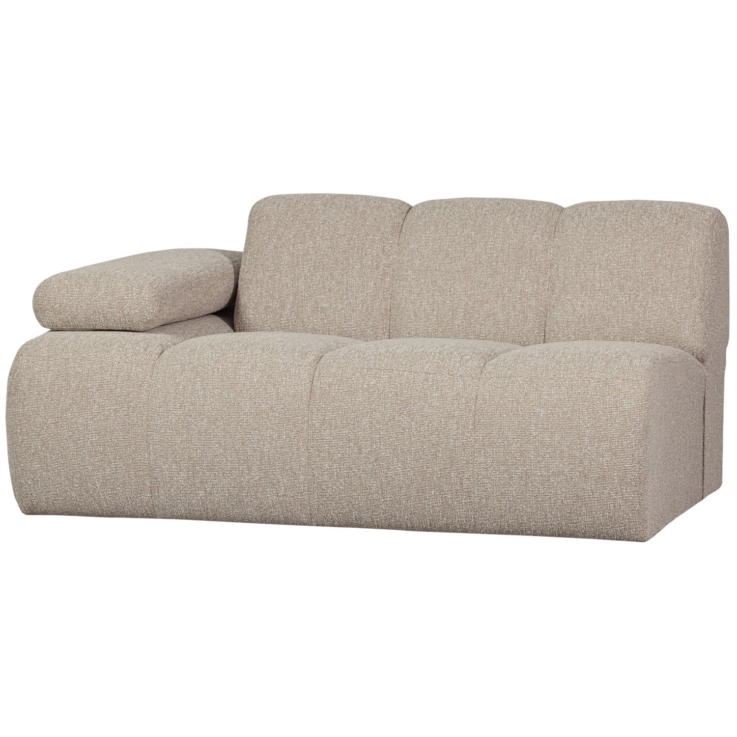 Modulares Sofa MOJO - 1,5-sitziges Element linksseitig in beigem Mélange Bouclé