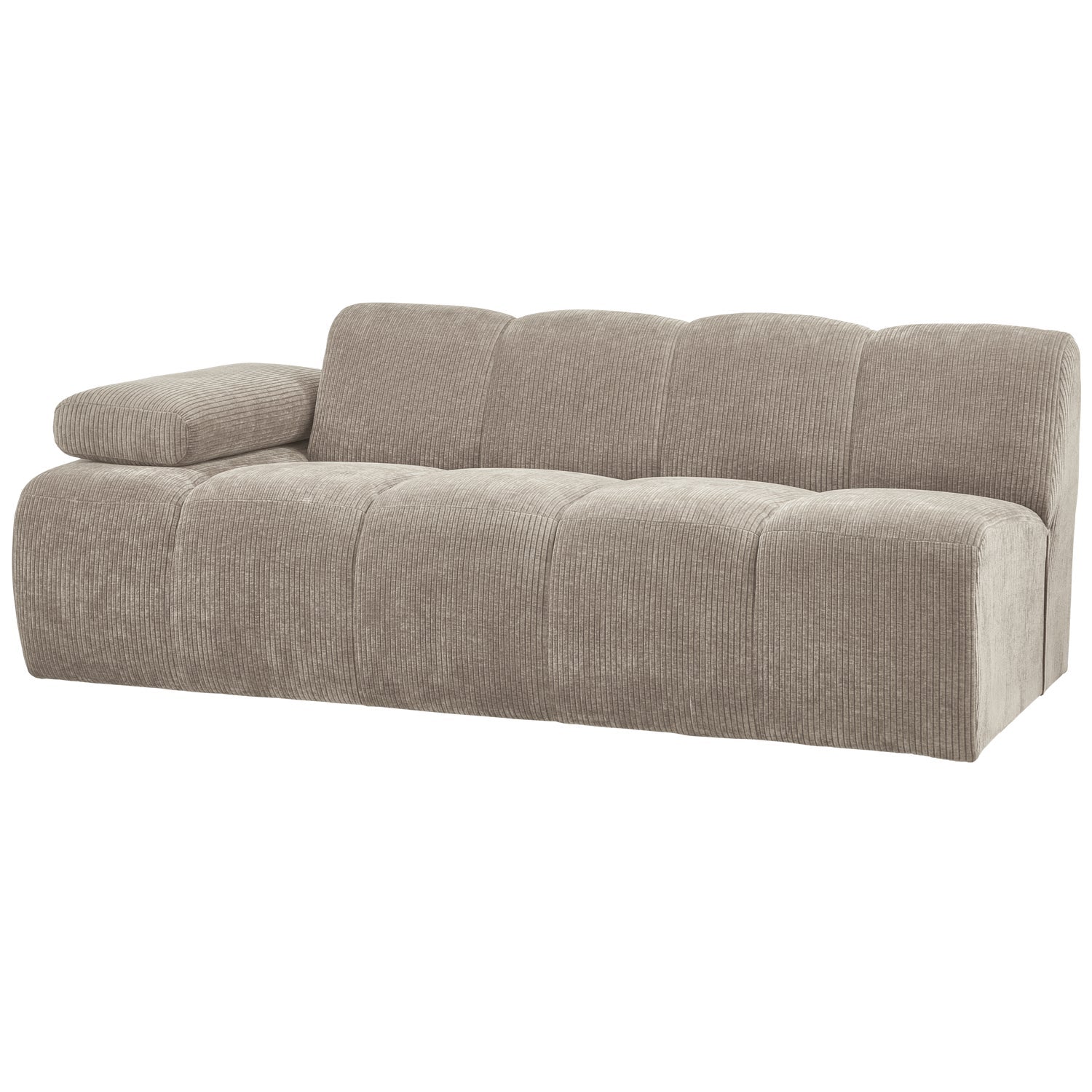 Modulares Sofa MOJO - 2-sitziges Element linksseitig in dunkelsandfarbener Cord-Optik