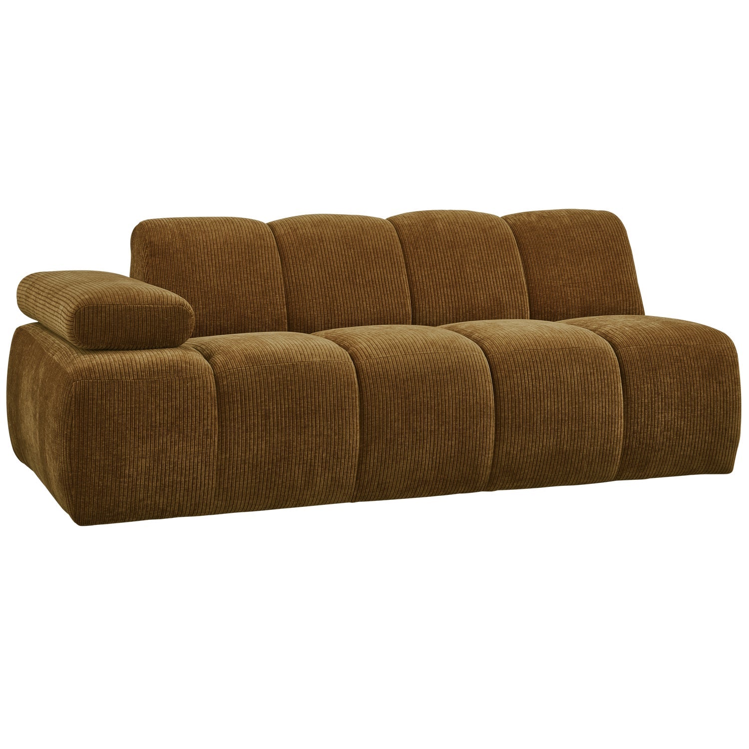 Modulares Sofa MOJO - 2-sitziges Element linksseitig dunkel honigfarbenes Cord