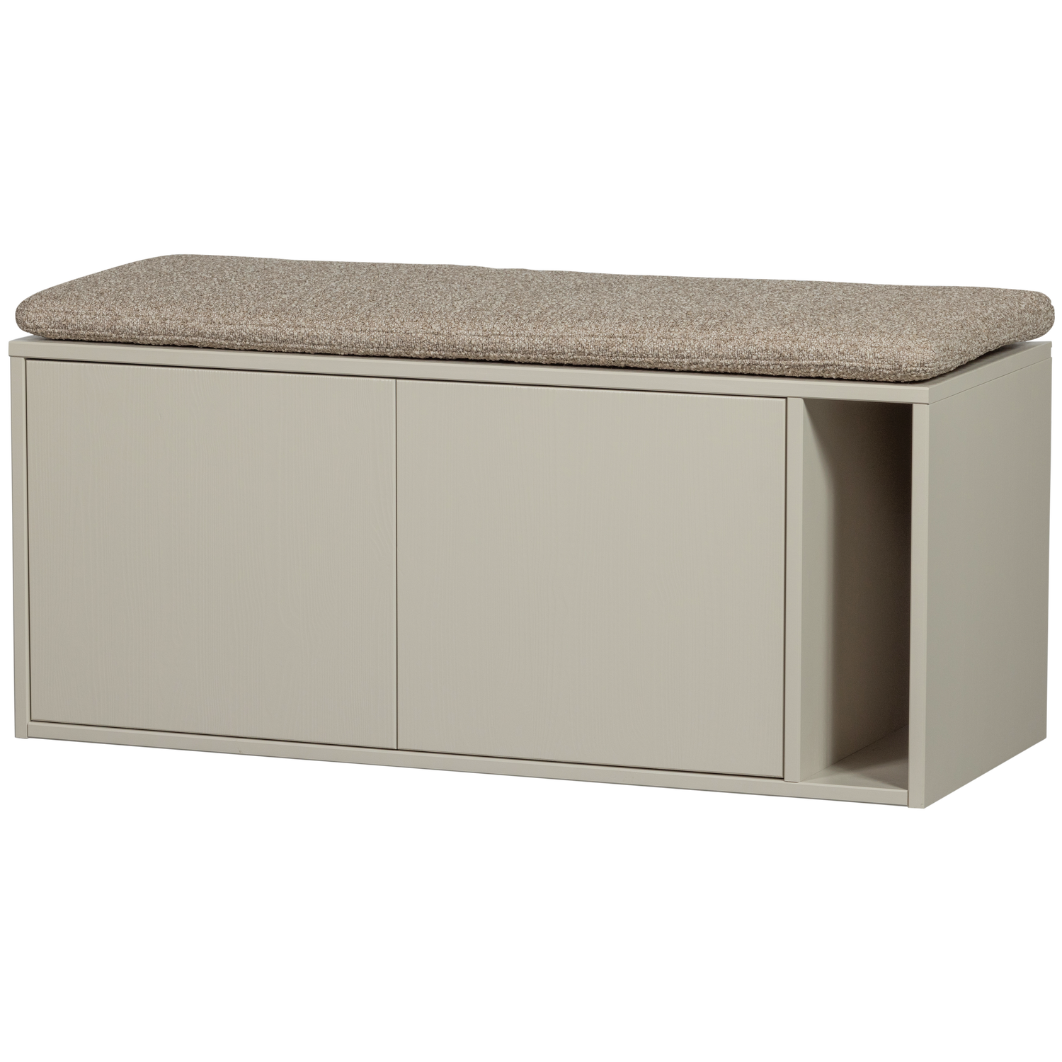 SETTLE Upholstered Bench in Grey Beige