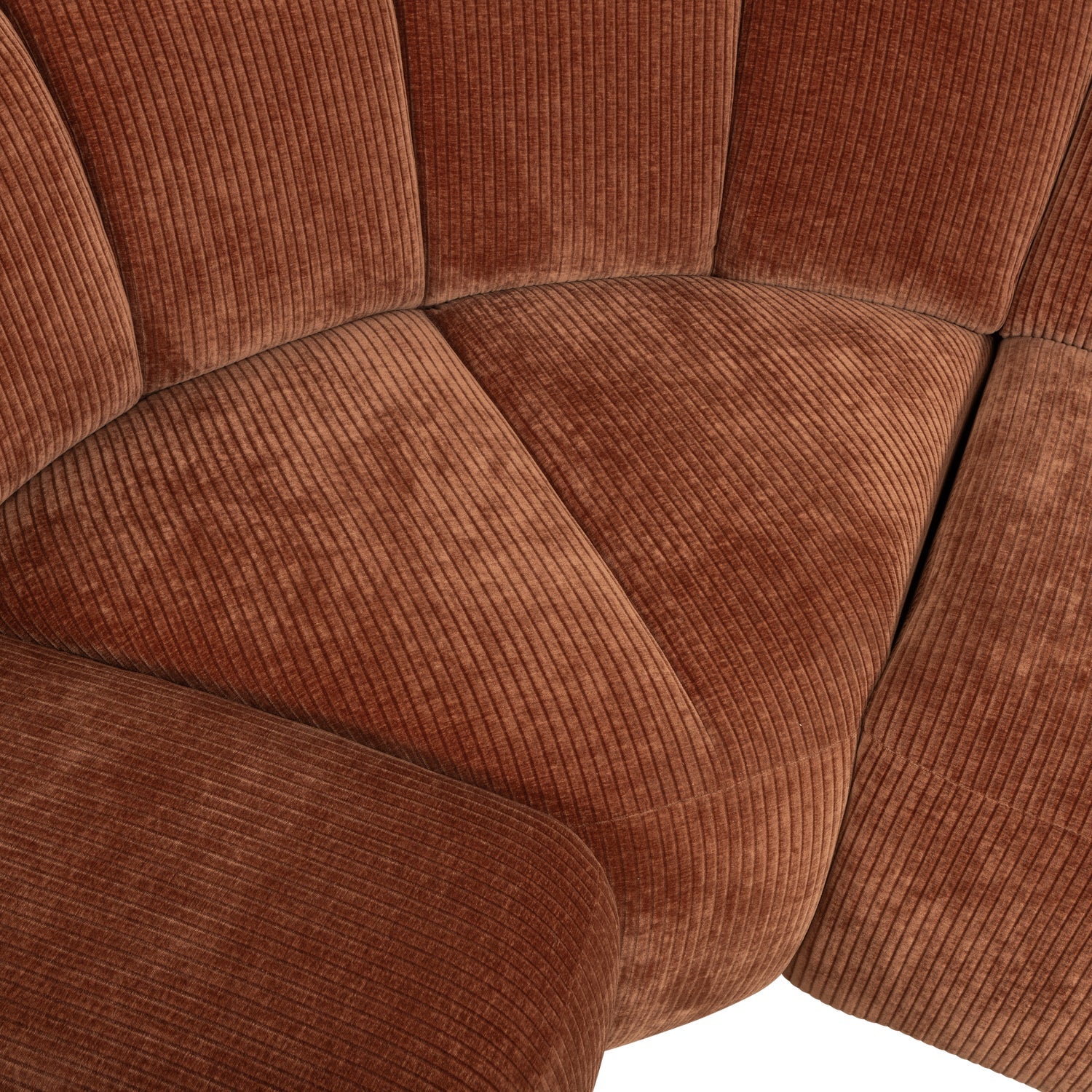 Modularer, linksseitiger 6-Sitzer MOJO in braunem Cord