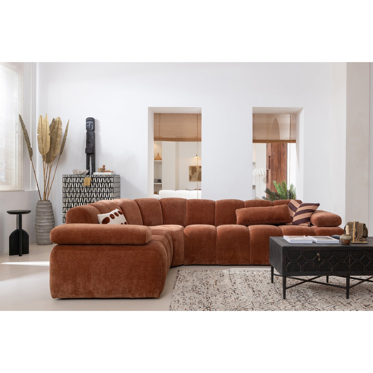 Modulares Sofa MOJO - 2-sitziges Element linksseitig in honigfarbenem Schafsfell