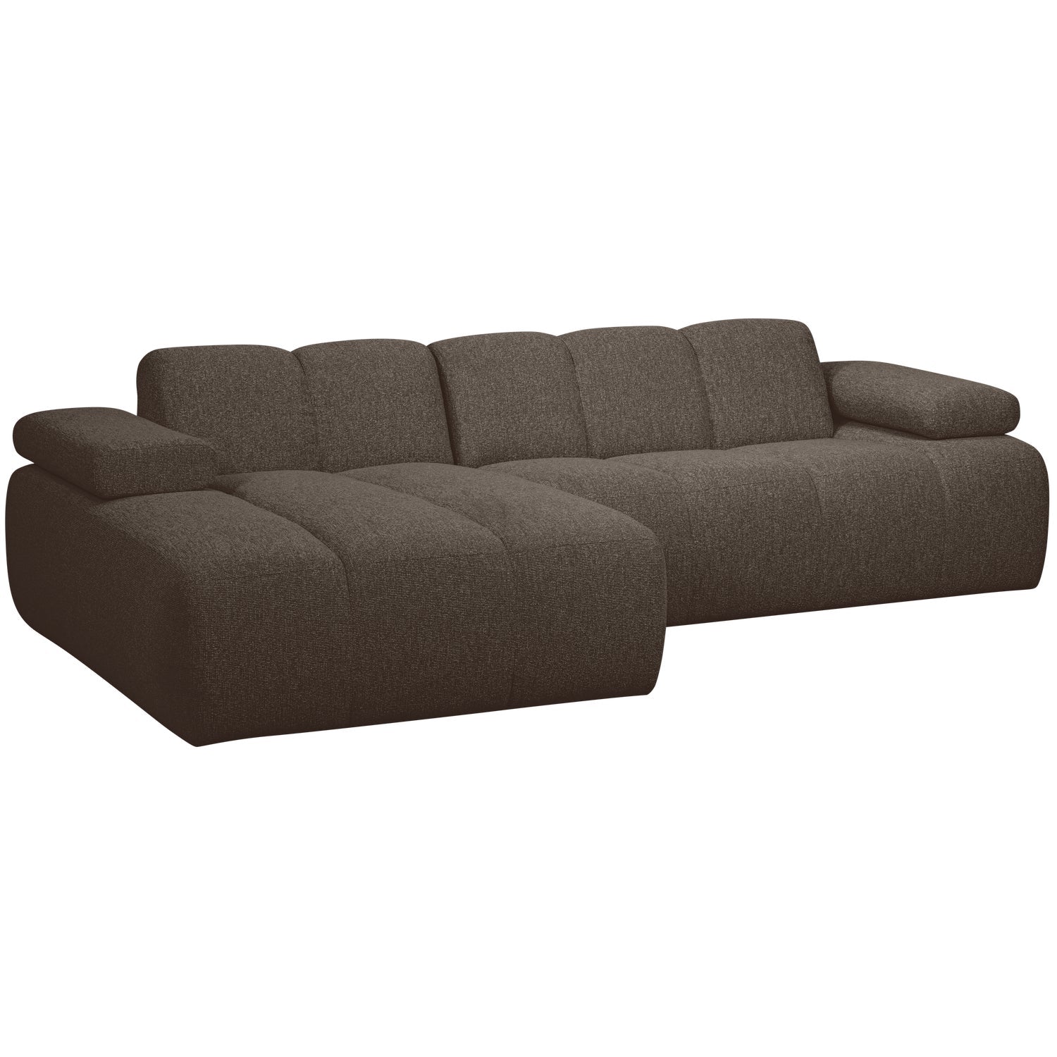 Modularer linker Ecksofa MOJO dunkelbraunes Bouclé