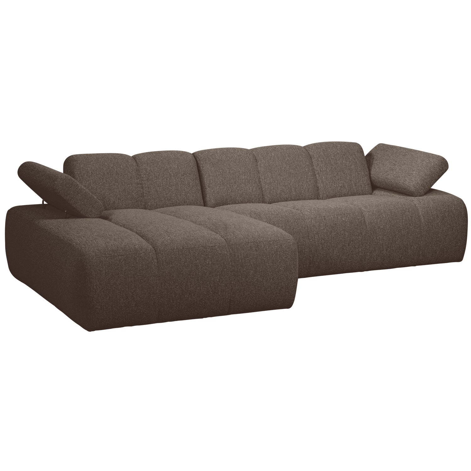 Modularer linker Ecksofa MOJO dunkelbraunes Bouclé