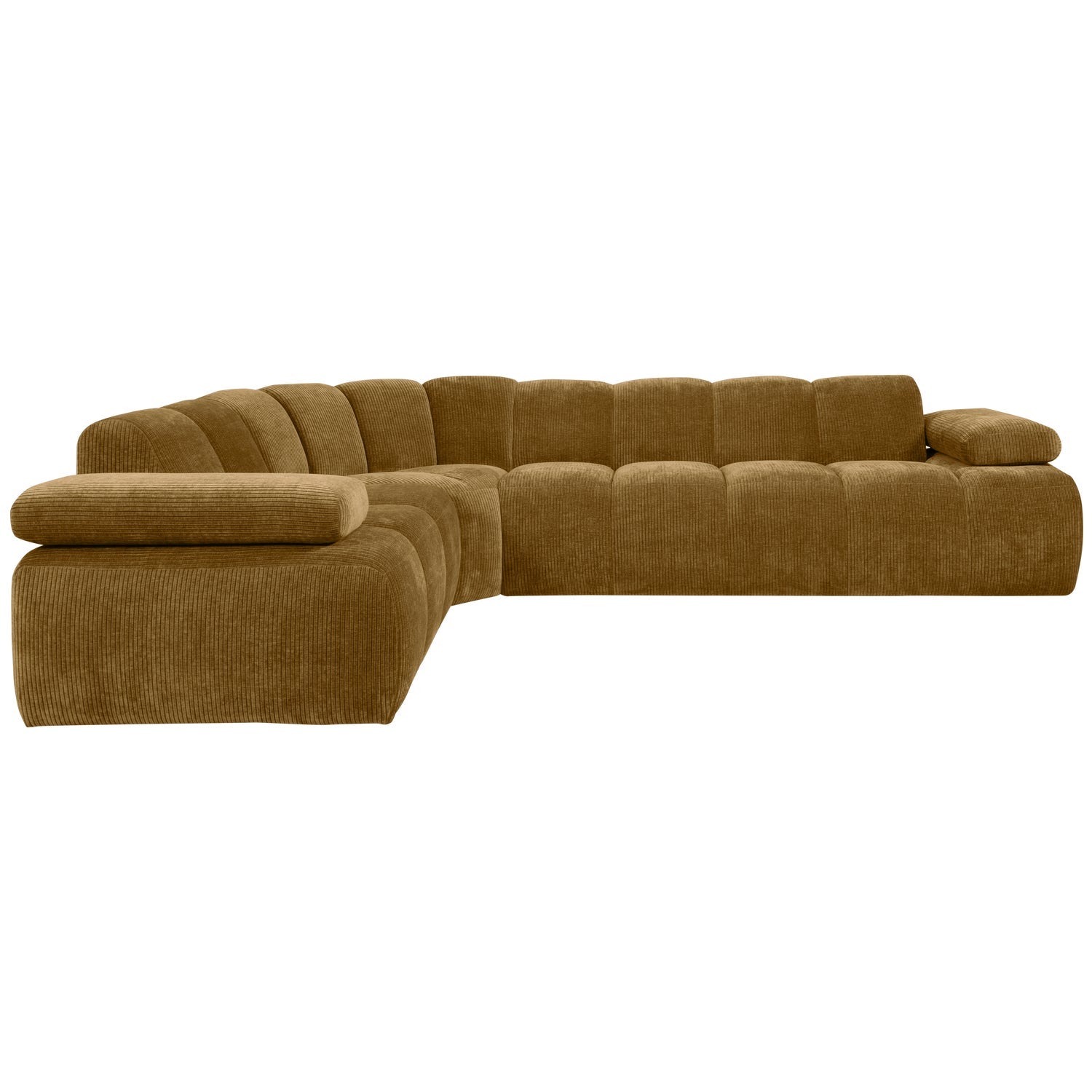 Left-facing modular corner sofa for 6 people MOJO in dark honey corduroy