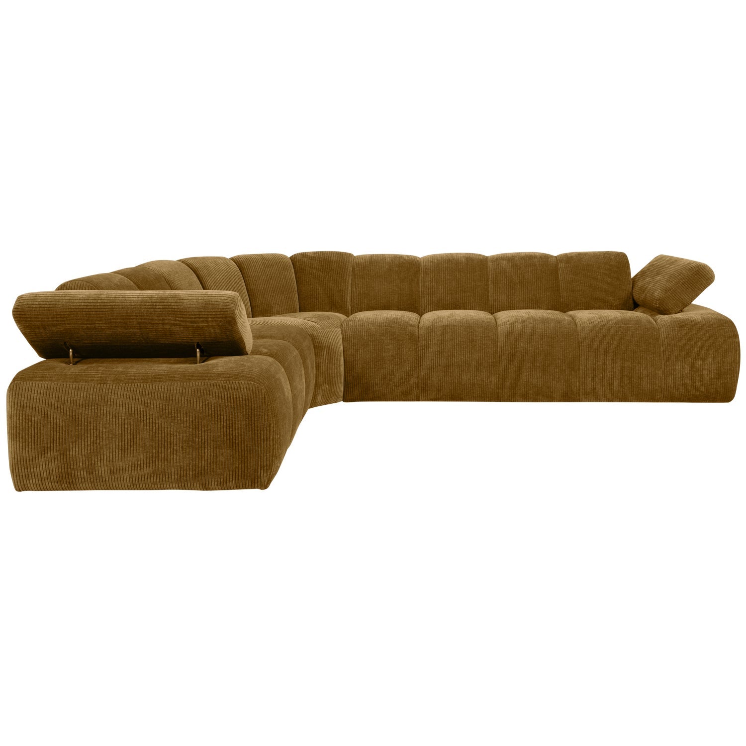 Left-facing modular corner sofa for 6 people MOJO in dark honey corduroy