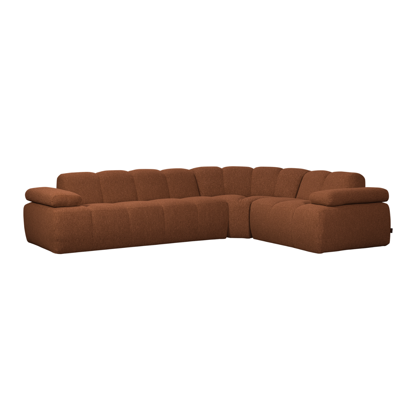 Modularer Ecksofa rechtsseitig für 6 Personen MOJO rostbraun meliert Boucle