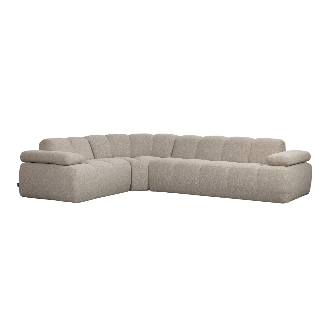 Modularer linksseitiger Ecksofa für 6 Personen MOJO sandfarbener Melange Boucle