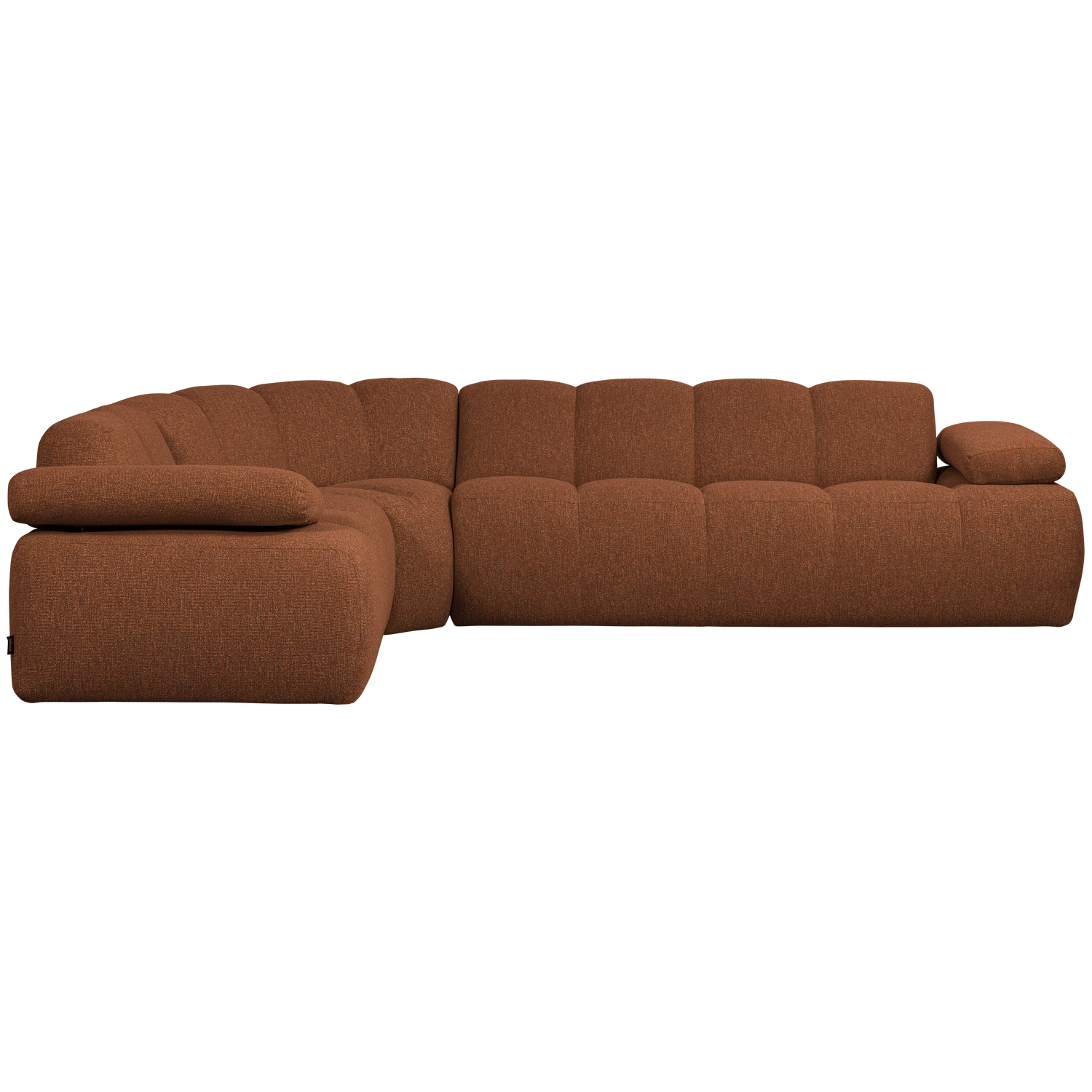 Modularer Ecksofa linksseitig für 6 Personen MOJO rostbraun meliert Boucle
