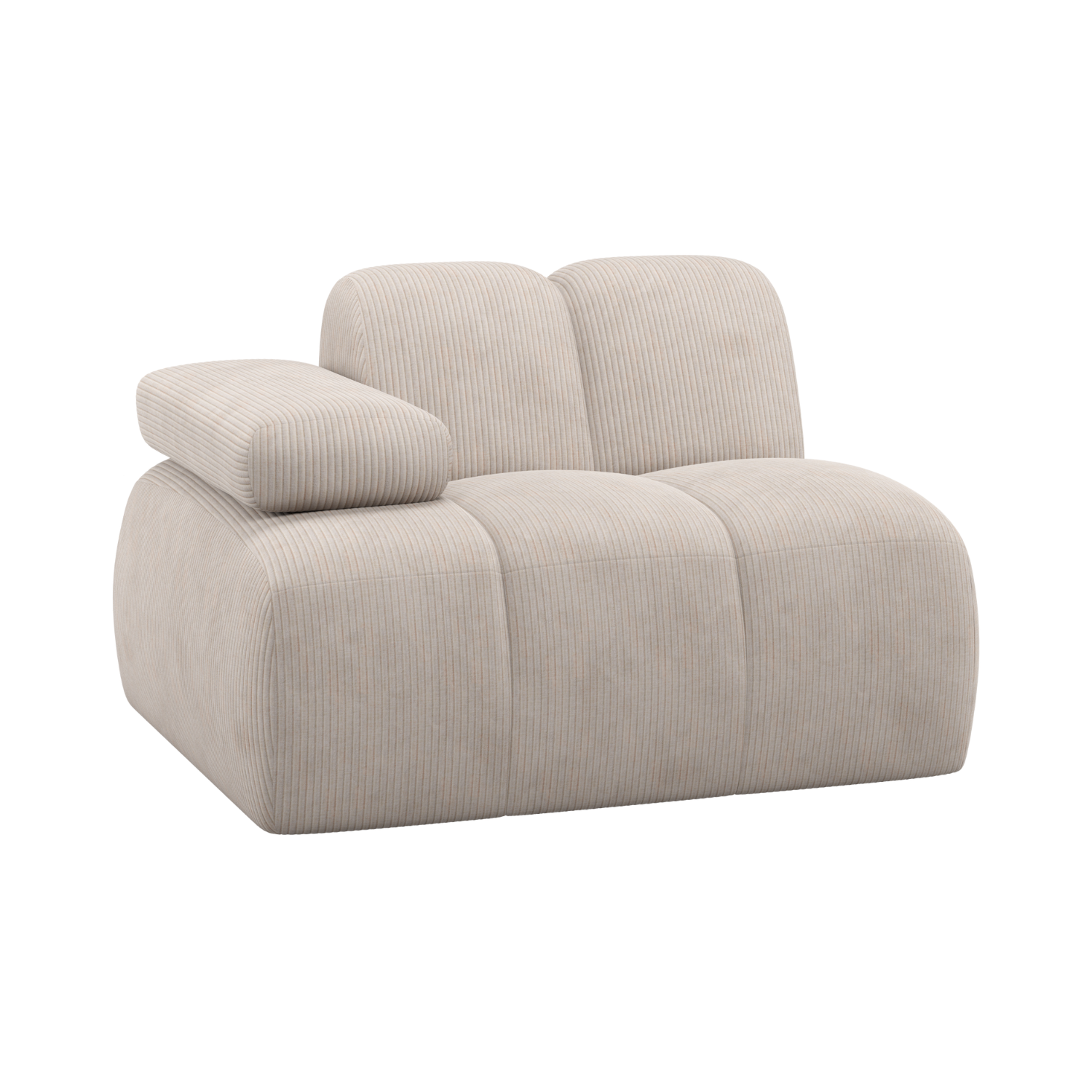 Modulares Sofa MOJO - linkes Element ecru Cord